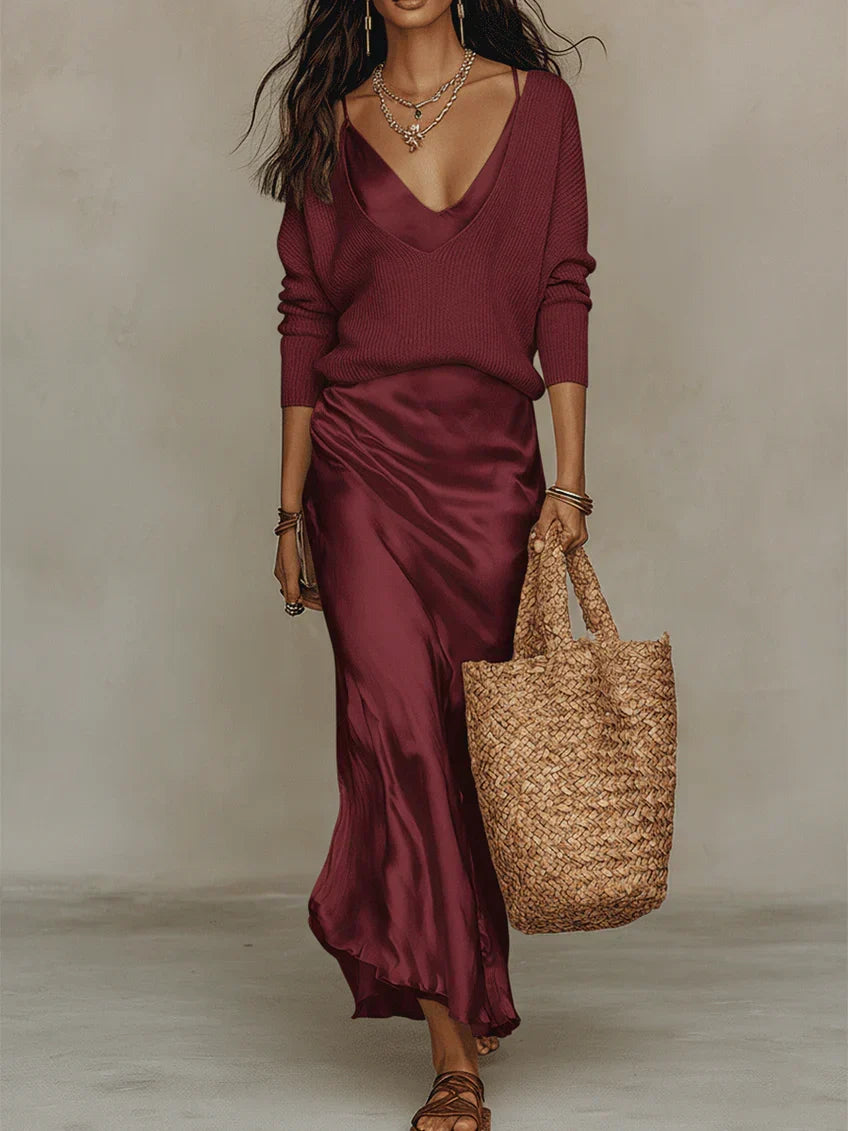 Anaïs – Abito midi in raso elegante