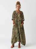 Aleta | Abito Midi Oversize con Bottoni Frontali e Tasche