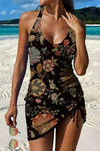 Fiesta – Tankini grafico floreale con short, effetto pancia piatta