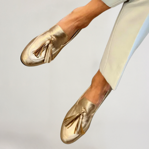 Donatella | Mocassino con Nappine Dorate