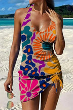 Fiesta – Tankini grafico floreale con short, effetto pancia piatta