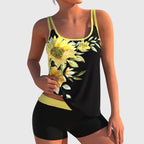 Flor – Tankini floreale con short, effetto pancia piatta