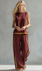 Ursula – Completo gilet e pantaloni chic-casual con finiture bicolore