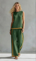 Ursula – Completo gilet e pantaloni chic-casual con finiture bicolore