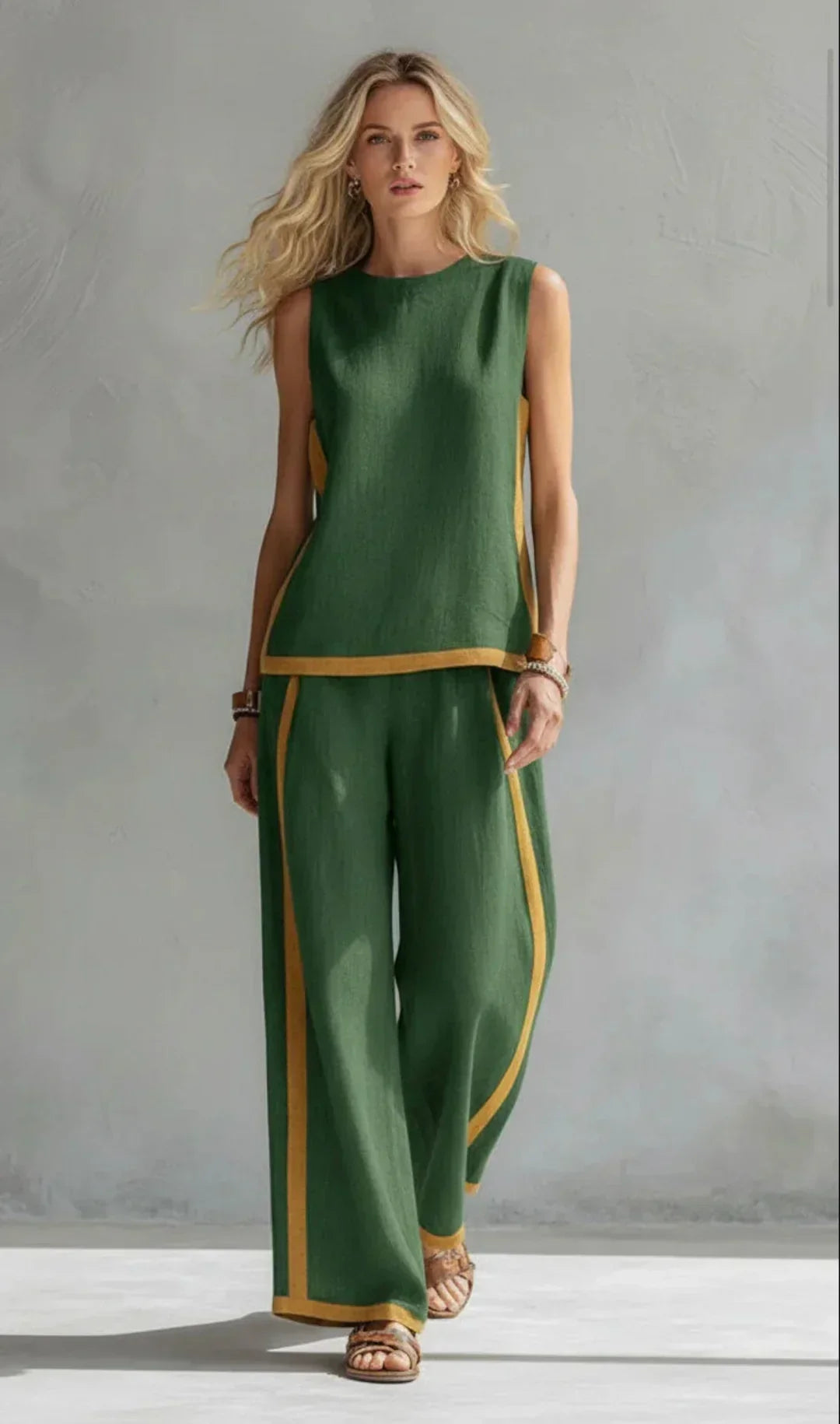 Ursula – Completo gilet e pantaloni chic-casual con finiture bicolore