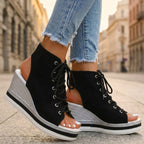Sandra | Stivaletti con Zeppa Aperti. Design Sofisticato per un Comfort Ineguagliabile