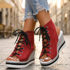 Sandra | Stivaletti con Zeppa Aperti. Design Sofisticato per un Comfort Ineguagliabile