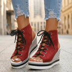 Sandra | Stivaletti con Zeppa Aperti. Design Sofisticato per un Comfort Ineguagliabile