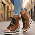 Sandra | Stivaletti con Zeppa Aperti. Design Sofisticato per un Comfort Ineguagliabile