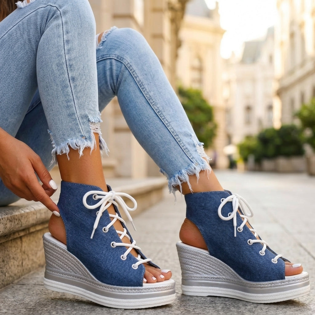 Sandra | Stivaletti con Zeppa Aperti. Design Sofisticato per un Comfort Ineguagliabile