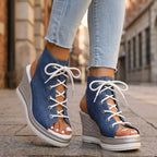 Sandra | Stivaletti con Zeppa Aperti. Design Sofisticato per un Comfort Ineguagliabile