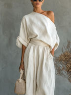 Ginevra | Completo Monospalla Fluido Drappeggiato