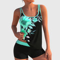 Flor – Tankini floreale con short, effetto pancia piatta
